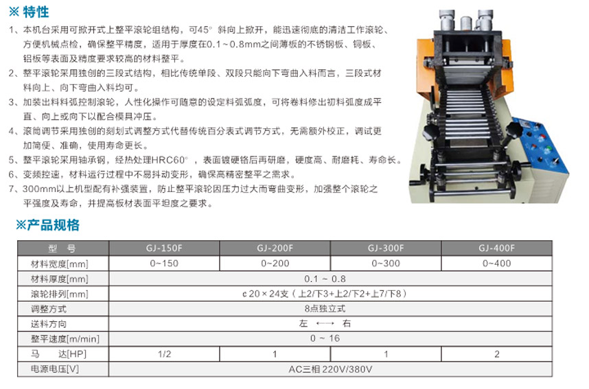 精密薄板材料整平機單段式GJ-B